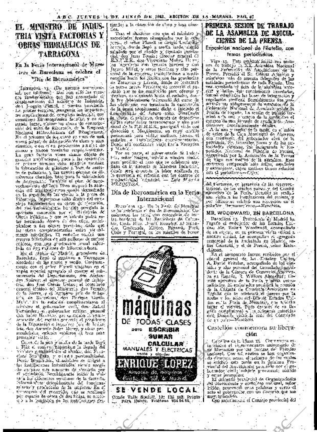 ABC MADRID 14-06-1962 página 67