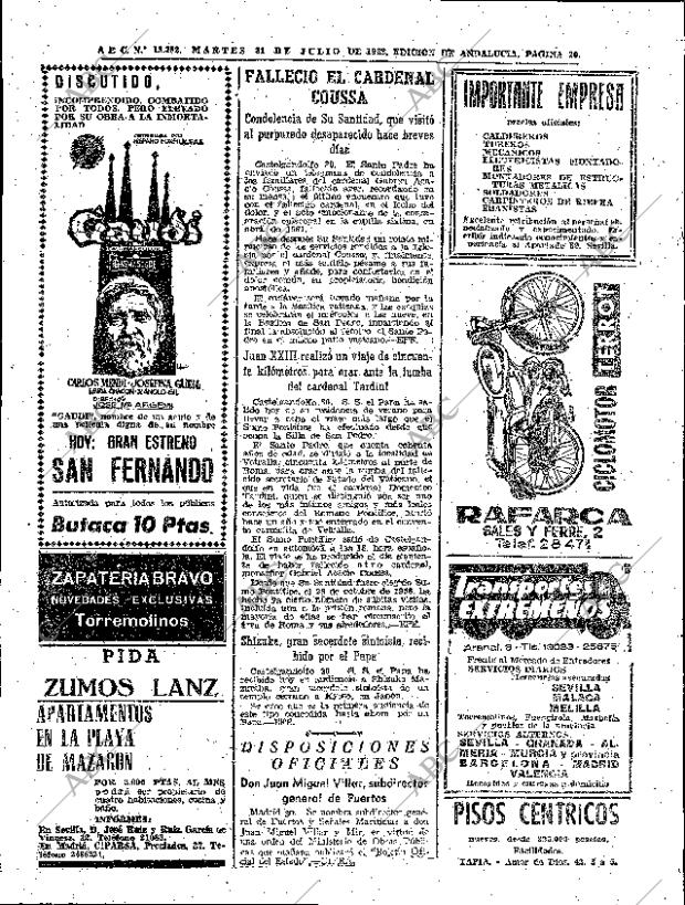 ABC SEVILLA 31-07-1962 página 20