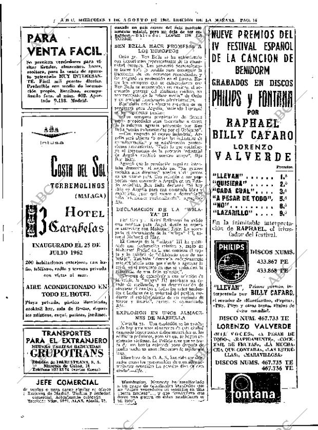 ABC MADRID 01-08-1962 página 16