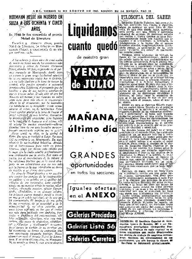 ABC MADRID 10-08-1962 página 25