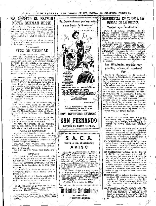 ABC SEVILLA 10-08-1962 página 14