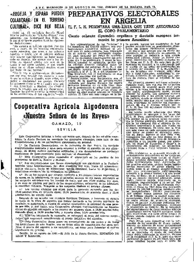 ABC MADRID 15-08-1962 página 19
