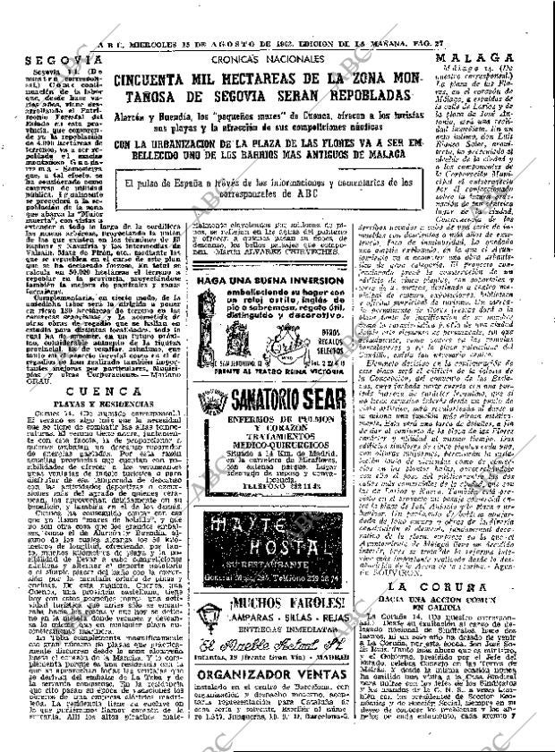 ABC MADRID 15-08-1962 página 27