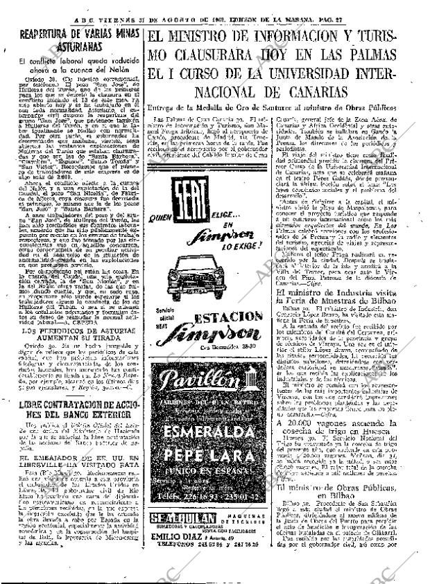 ABC MADRID 31-08-1962 página 27
