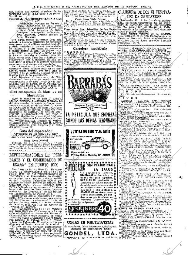 ABC MADRID 31-08-1962 página 41