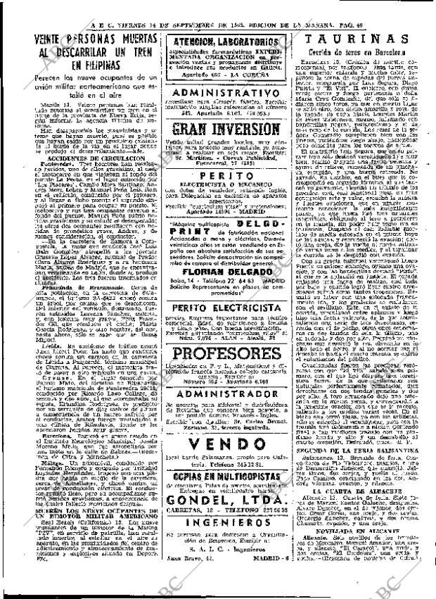 ABC MADRID 14-09-1962 página 40