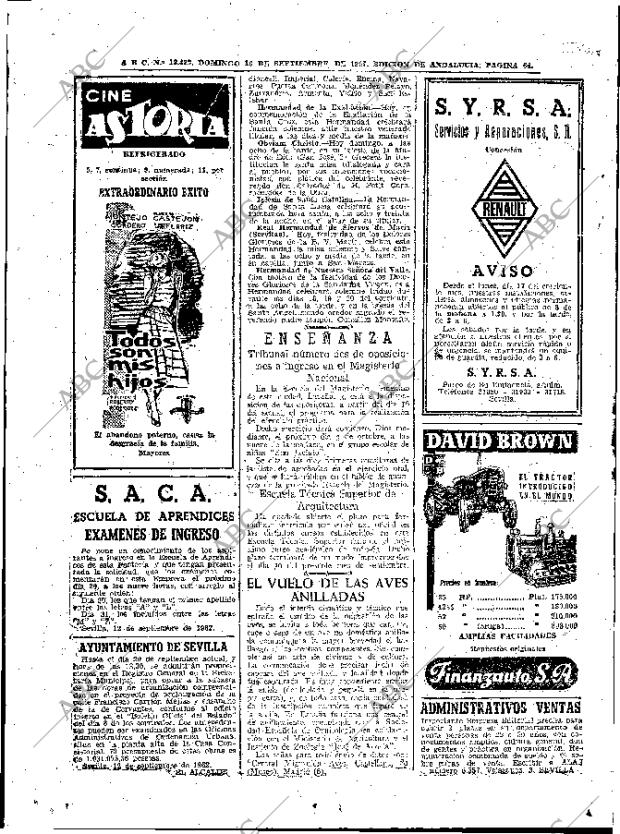 ABC SEVILLA 16-09-1962 página 64