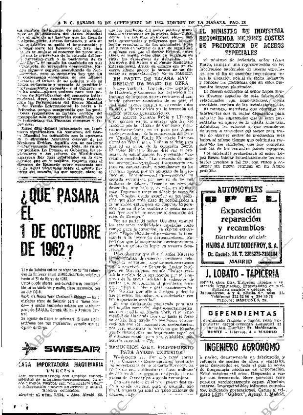 ABC MADRID 22-09-1962 página 28