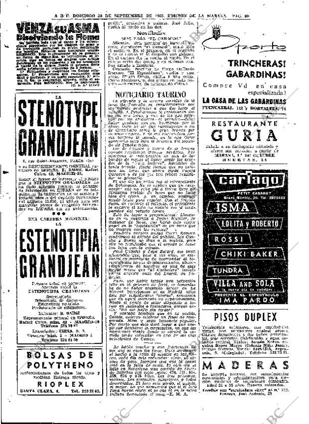 ABC MADRID 30-09-1962 página 90