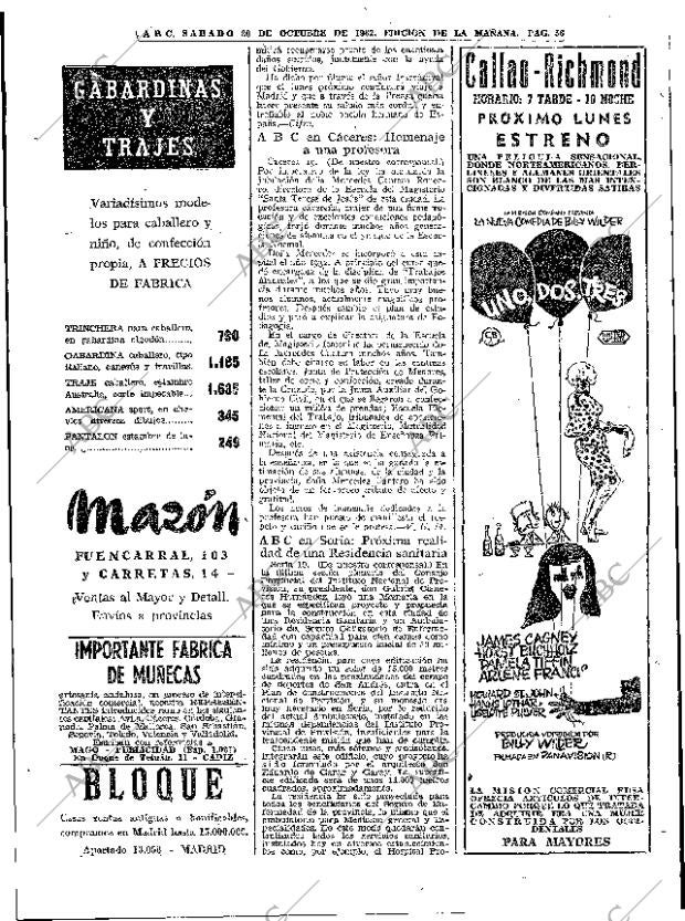 ABC MADRID 20-10-1962 página 56