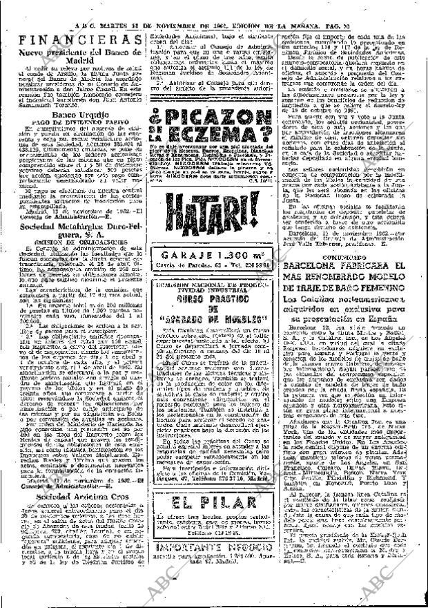 ABC MADRID 13-11-1962 página 70