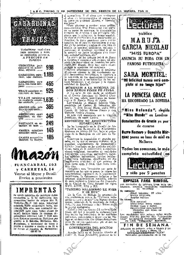 ABC MADRID 17-11-1962 página 62