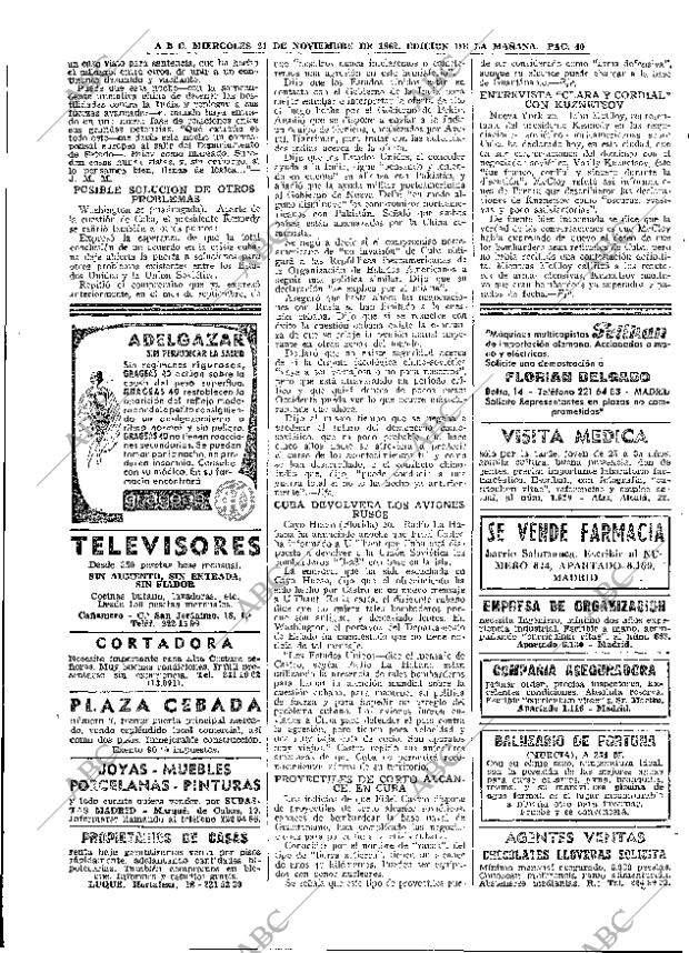 ABC MADRID 21-11-1962 página 40