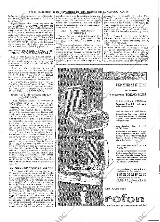 ABC MADRID 21-11-1962 página 47