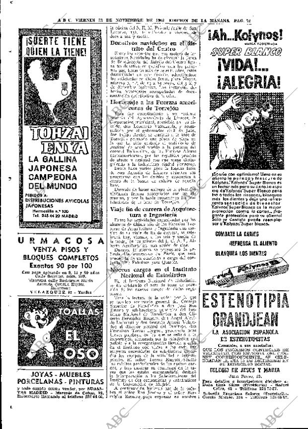 ABC MADRID 23-11-1962 página 72