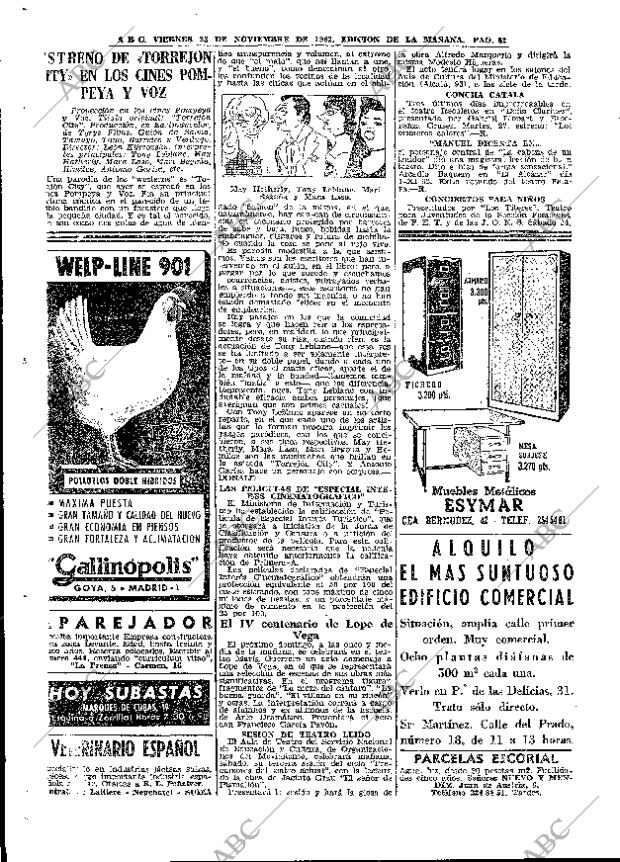 ABC MADRID 23-11-1962 página 82