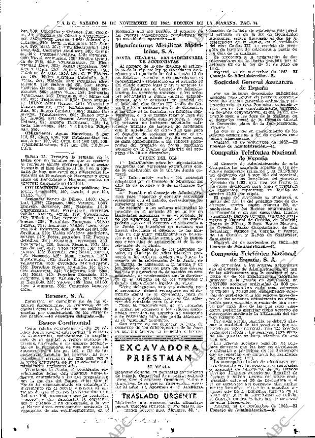 ABC MADRID 24-11-1962 página 74