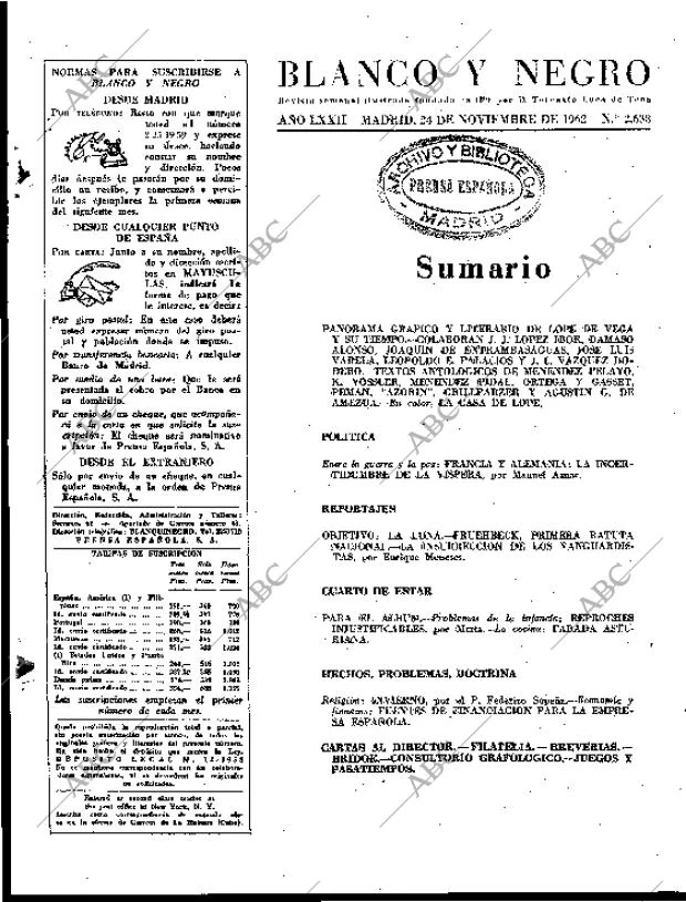 BLANCO Y NEGRO MADRID 24-11-1962 página 3