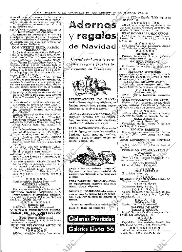 ABC MADRID 27-11-1962 página 68