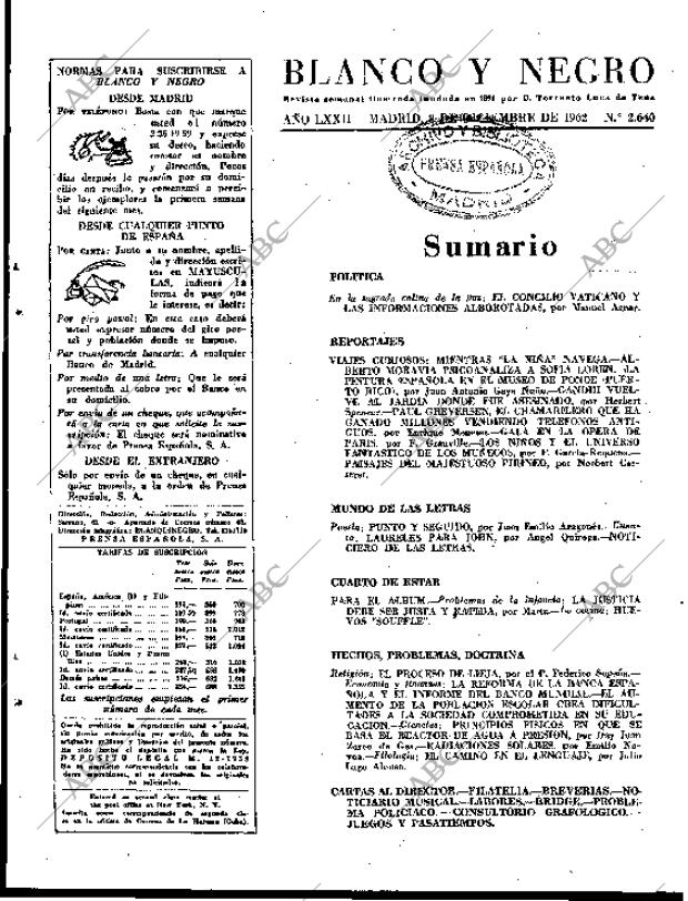 BLANCO Y NEGRO MADRID 08-12-1962 página 3