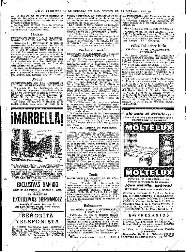 ABC MADRID 22-02-1963 página 60