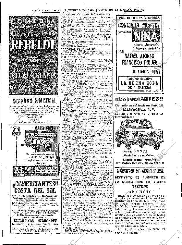 ABC MADRID 23-02-1963 página 67