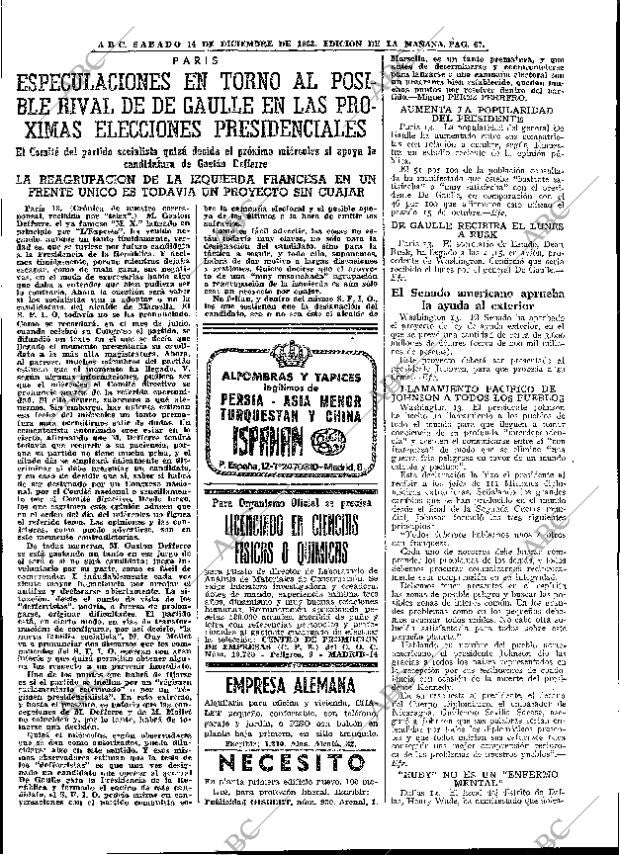 ABC MADRID 14-12-1963 página 67
