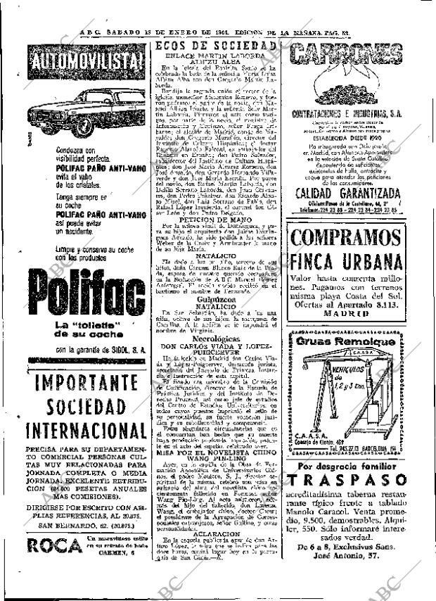 ABC MADRID 18-01-1964 página 58