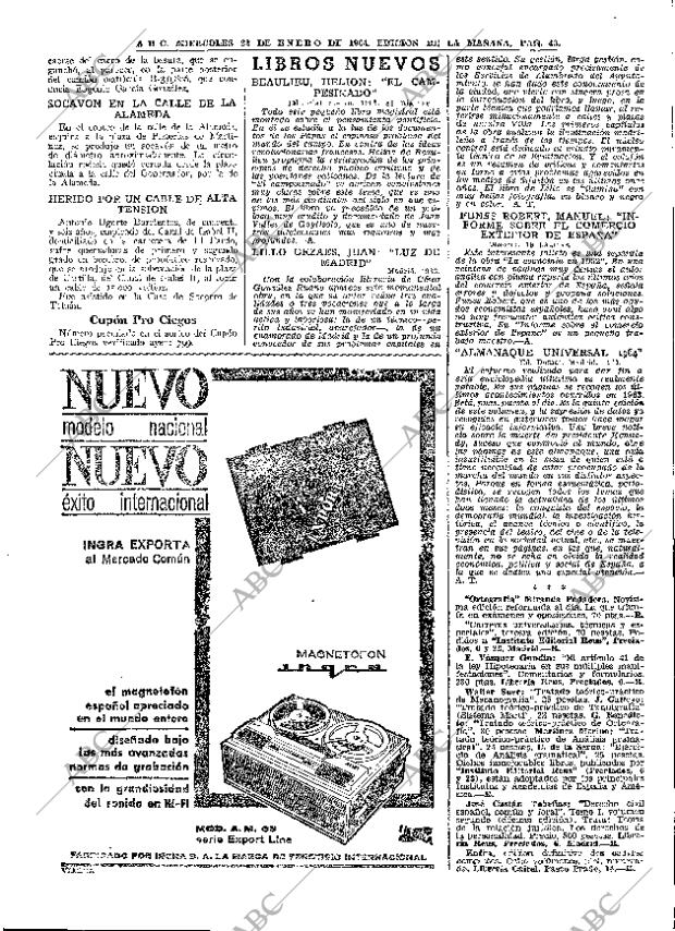 ABC MADRID 22-01-1964 página 43