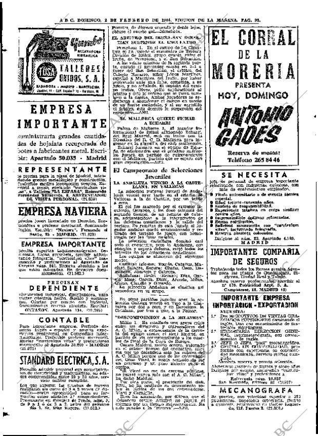ABC MADRID 02-02-1964 página 92