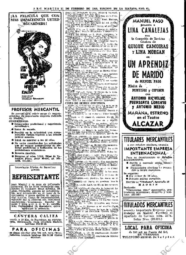 ABC MADRID 11-02-1964 página 61