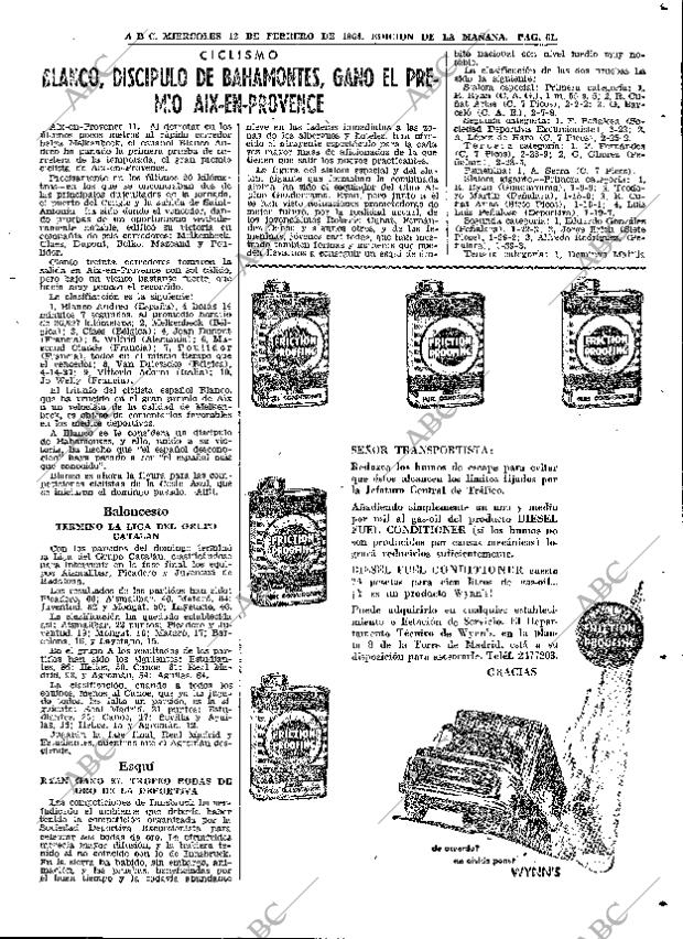 ABC MADRID 12-02-1964 página 61