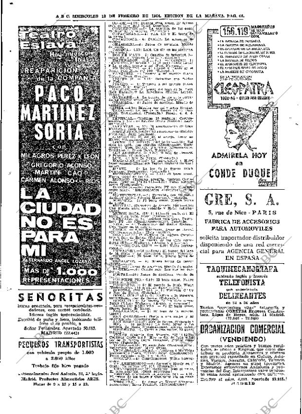 ABC MADRID 12-02-1964 página 66