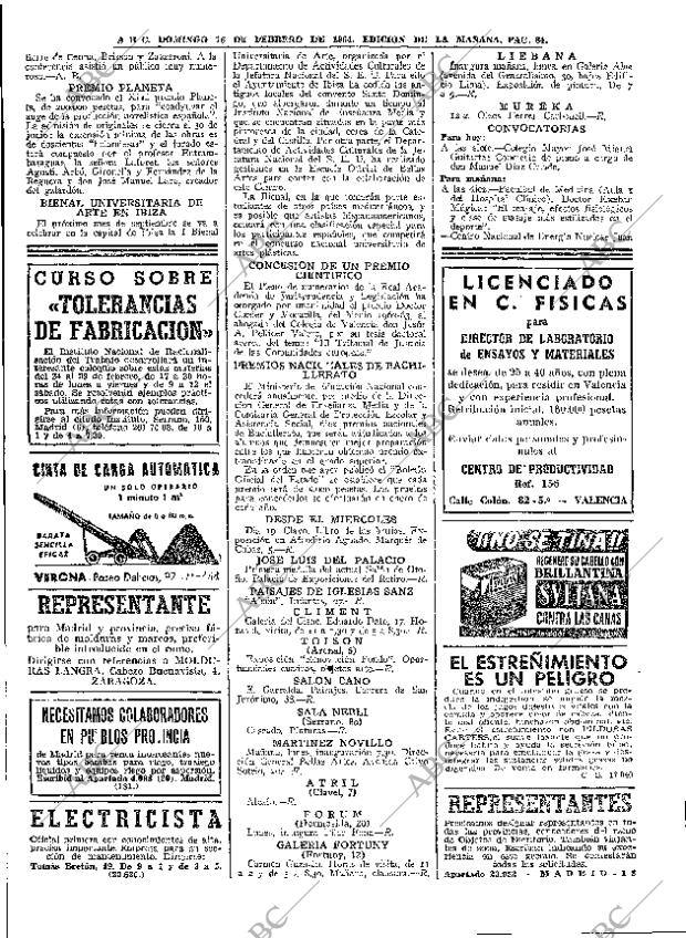 ABC MADRID 16-02-1964 página 84