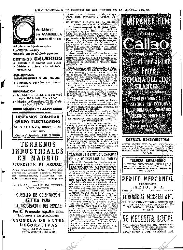 ABC MADRID 16-02-1964 página 90