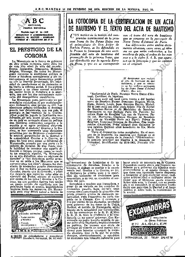 ABC MADRID 18-02-1964 página 32