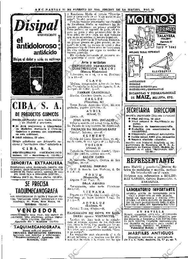 ABC MADRID 18-02-1964 página 54