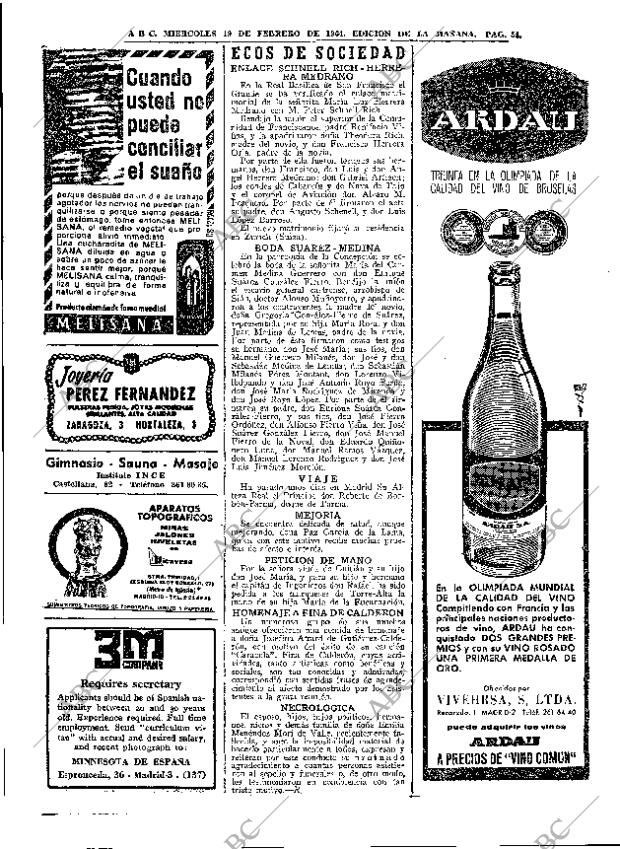 ABC MADRID 19-02-1964 página 54