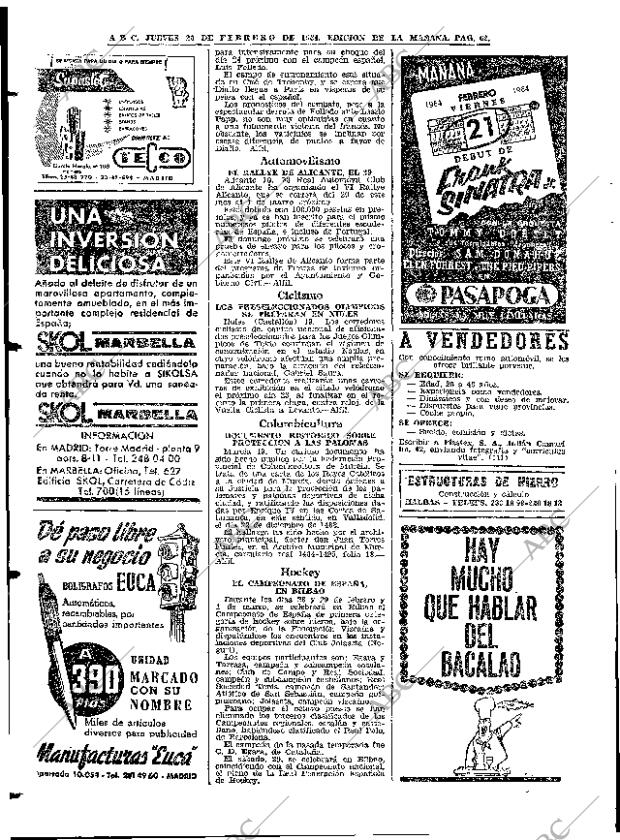 ABC MADRID 20-02-1964 página 62