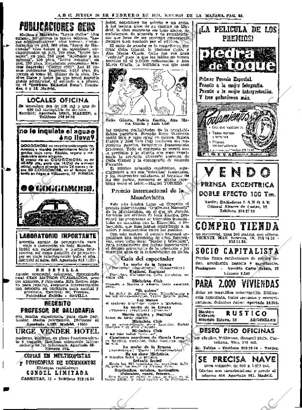 ABC MADRID 20-02-1964 página 64