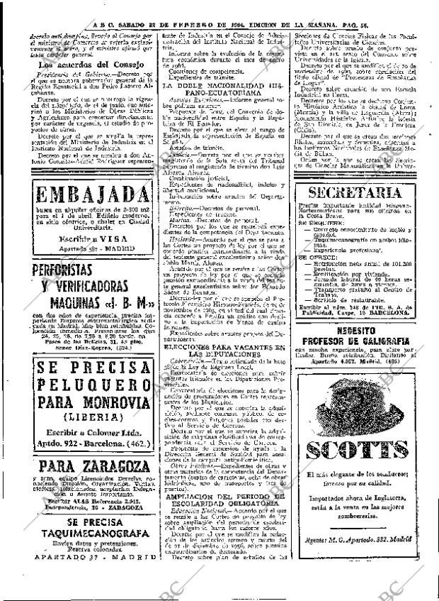 ABC MADRID 22-02-1964 página 56