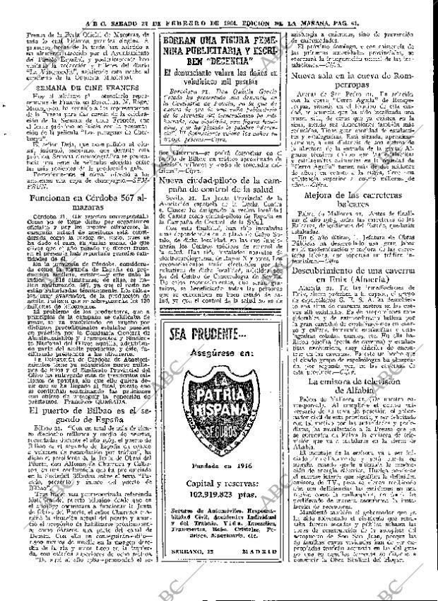 ABC MADRID 22-02-1964 página 61