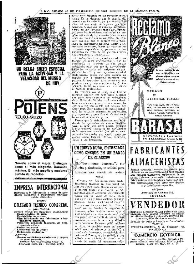 ABC MADRID 22-02-1964 página 74
