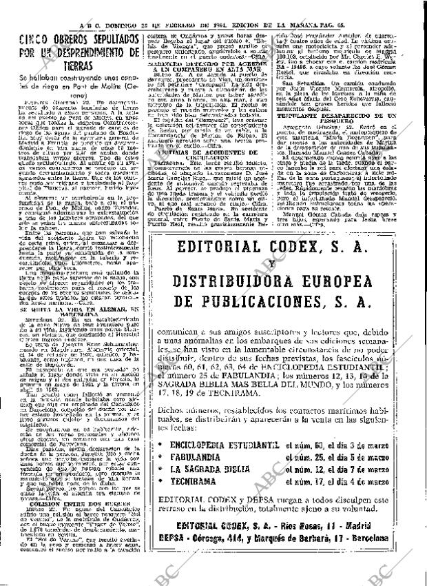 ABC MADRID 23-02-1964 página 65