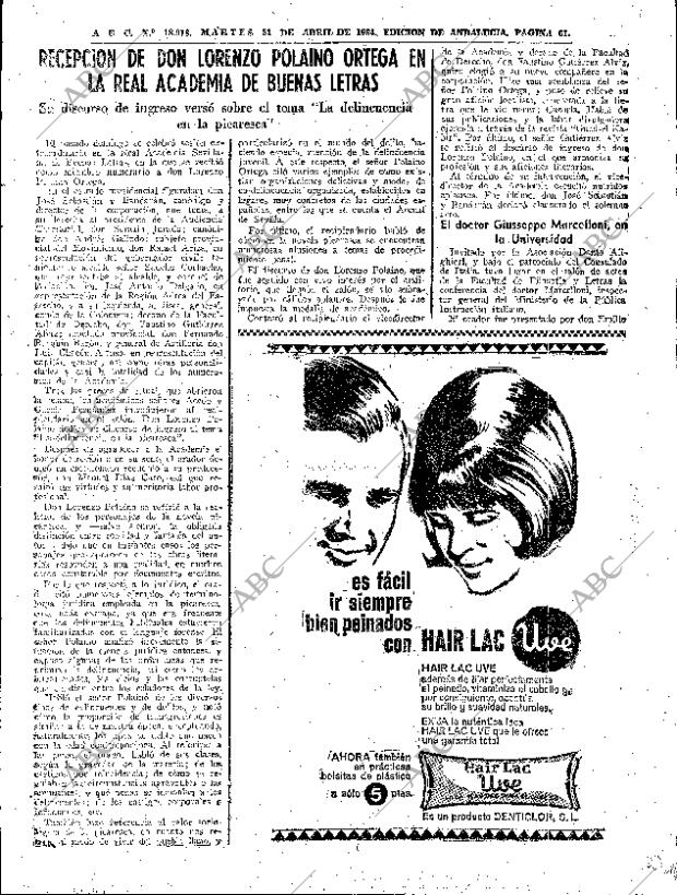 ABC SEVILLA 21-04-1964 página 61
