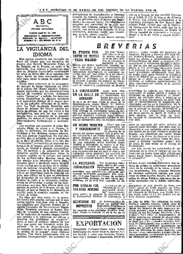 ABC MADRID 22-04-1964 página 56