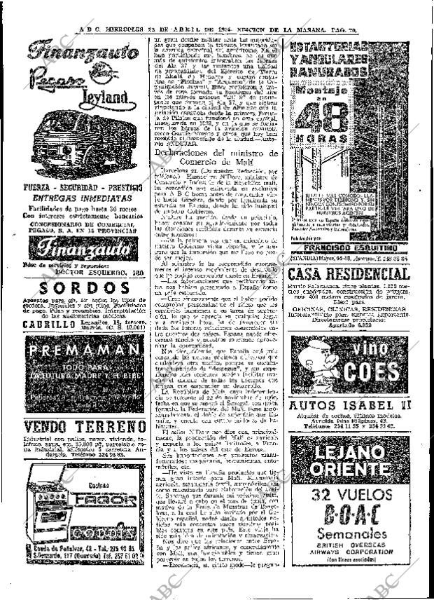 ABC MADRID 22-04-1964 página 70
