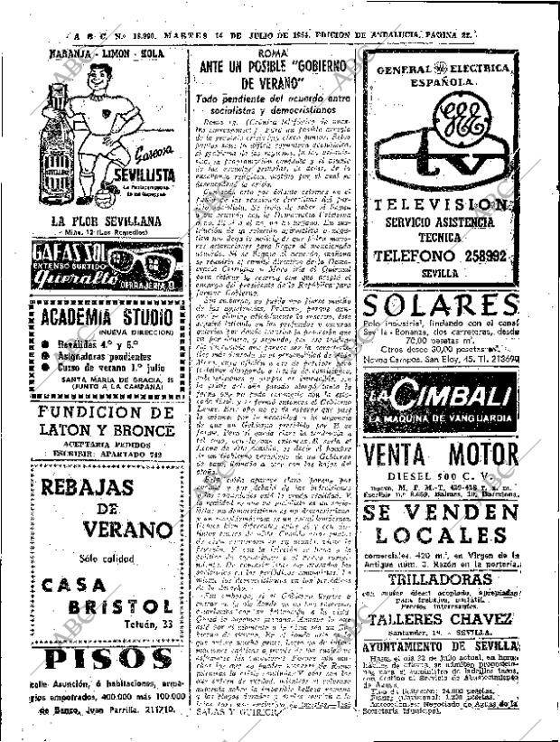 ABC SEVILLA 14-07-1964 página 22