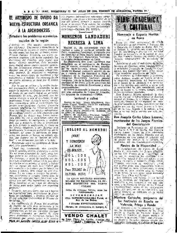 ABC SEVILLA 22-07-1964 página 27