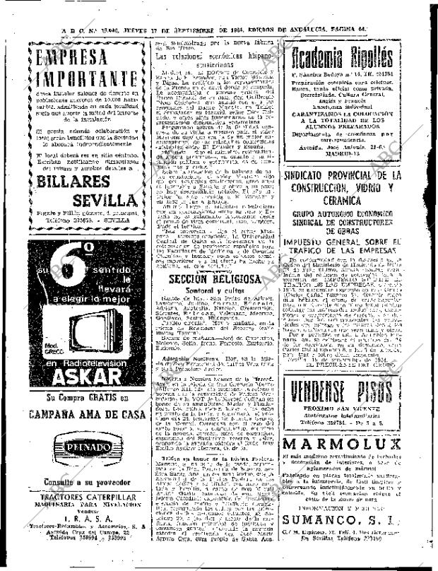 ABC SEVILLA 17-09-1964 página 44